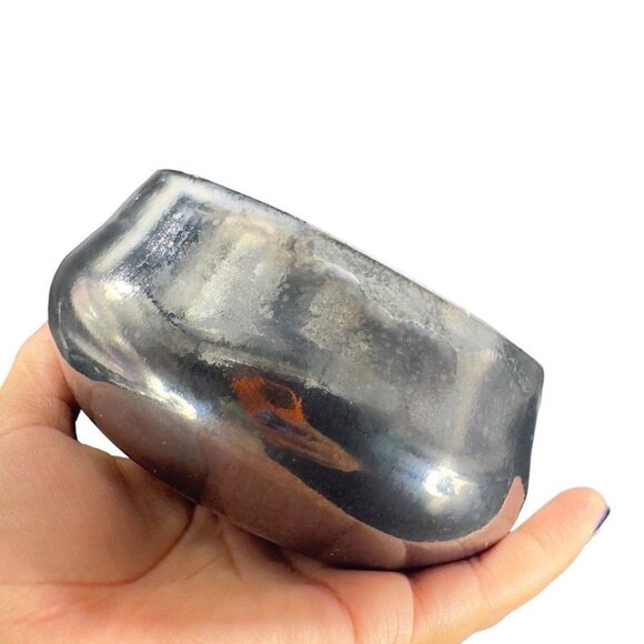 2014 Hand Made Studio Pottery Stoneware Black Shiny Glaze Ceramic Bowl Planter - Picture 10 of 16